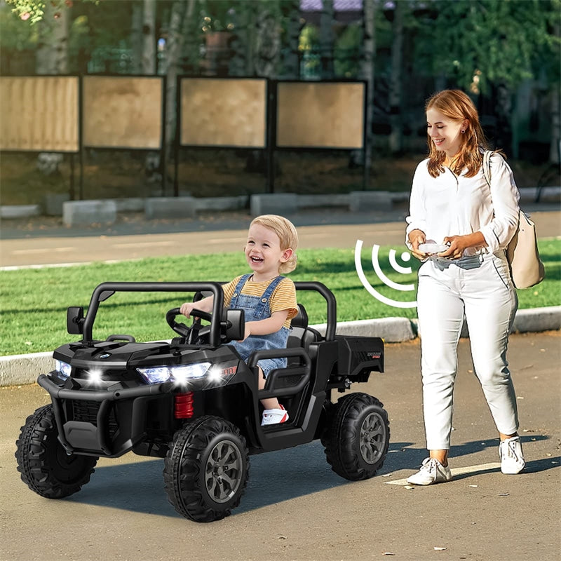 12V 2-Seater Ride On Car Electric Dump Truck Kids UTV Car with Remote Control Electric Dump Bed Rocking Function-Canada Only