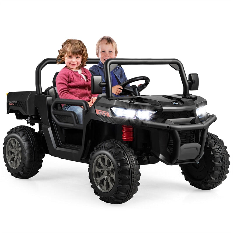 12V 2-Seater Ride On Car Electric Dump Truck Kids UTV Car with Remote Control Electric Dump Bed Rocking Function-Canada Only