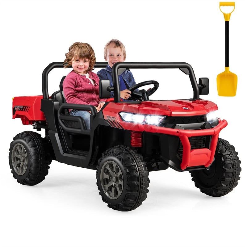 12V 2-Seater Ride On Car Electric Dump Truck Kids UTV Car with Remote Control Electric Dump Bed Rocking Function-Canada Only