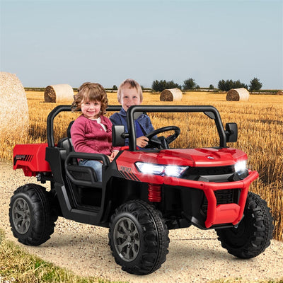 12V 2-Seater Ride On Car Electric Dump Truck Kids UTV Car with Remote Control Electric Dump Bed Rocking Function-Canada Only