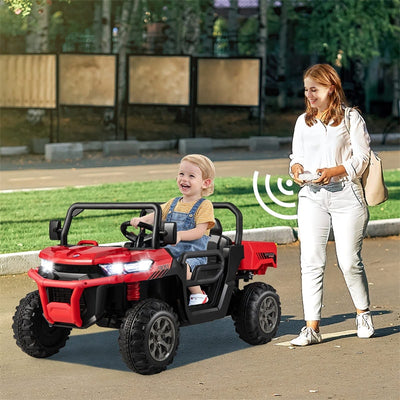 12V 2-Seater Ride On Car Electric Dump Truck Kids UTV Car with Remote Control Electric Dump Bed Rocking Function-Canada Only