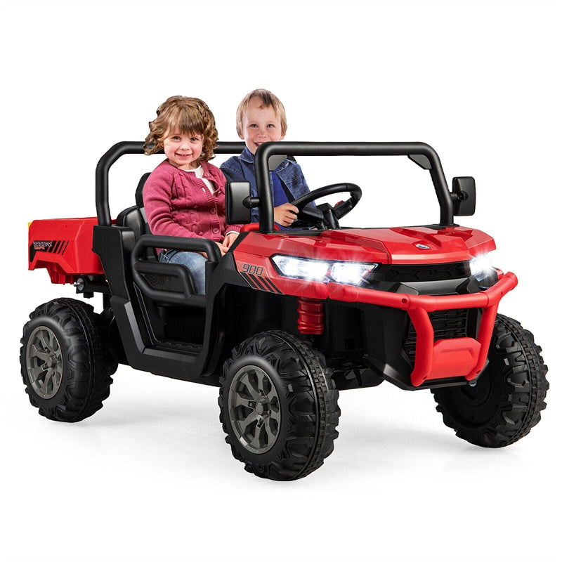 12V 2-Seater Ride On Car Electric Dump Truck Kids UTV Car with Remote Control Electric Dump Bed Rocking Function-Canada Only