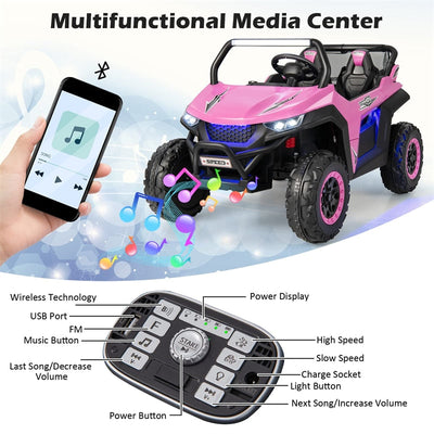 12V 2-Seater Kids Kids Ride On UTV Car Electric Vehicle with Remote Control and Multiple Joyful Functions