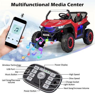 12V 2-Seater Kids Kids Ride On UTV Car Electric Vehicle with Remote Control and Multiple Joyful Functions