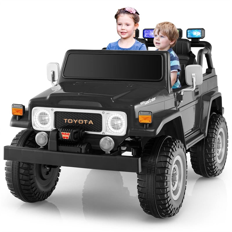 12V Kids Licensed Toyota FJ40 Ride On Truck Car 2-Seater Electric Vehicle with Remote Control Colorful Laser Lights