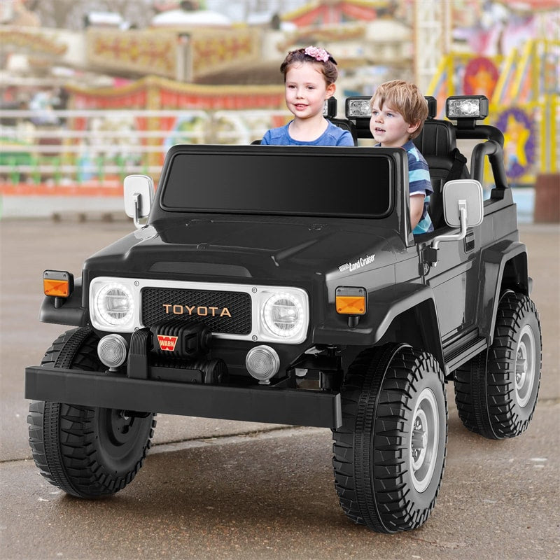 12V Kids Licensed Toyota FJ40 Ride On Truck Car 2-Seater Electric Vehicle with Remote Control Colorful Laser Lights-Canada Only