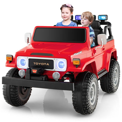 12V Kids Licensed Toyota FJ40 Ride On Truck Car 2-Seater Electric Vehicle with Remote Control Colorful Laser Lights