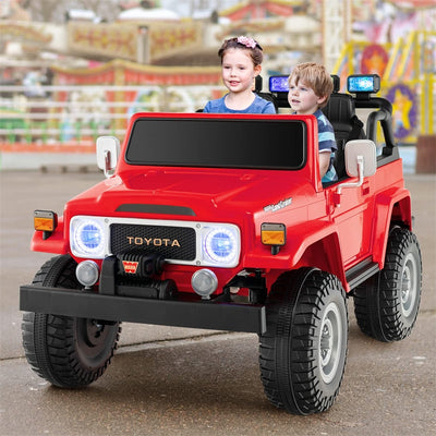 12V Kids Licensed Toyota FJ40 Ride On Truck Car 2-Seater Electric Vehicle with Remote Control Colorful Laser Lights-Canada Only