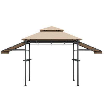 13.5 x 4 Feet Outdoor Grill Gazebo Patio Double Tier BBQ Canopy Shelter with Dual Side Awnings