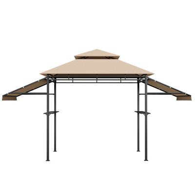 13.5 x 4 Feet Outdoor Grill Gazebo Patio Double Tier BBQ Canopy Shelter with Dual Side Awnings