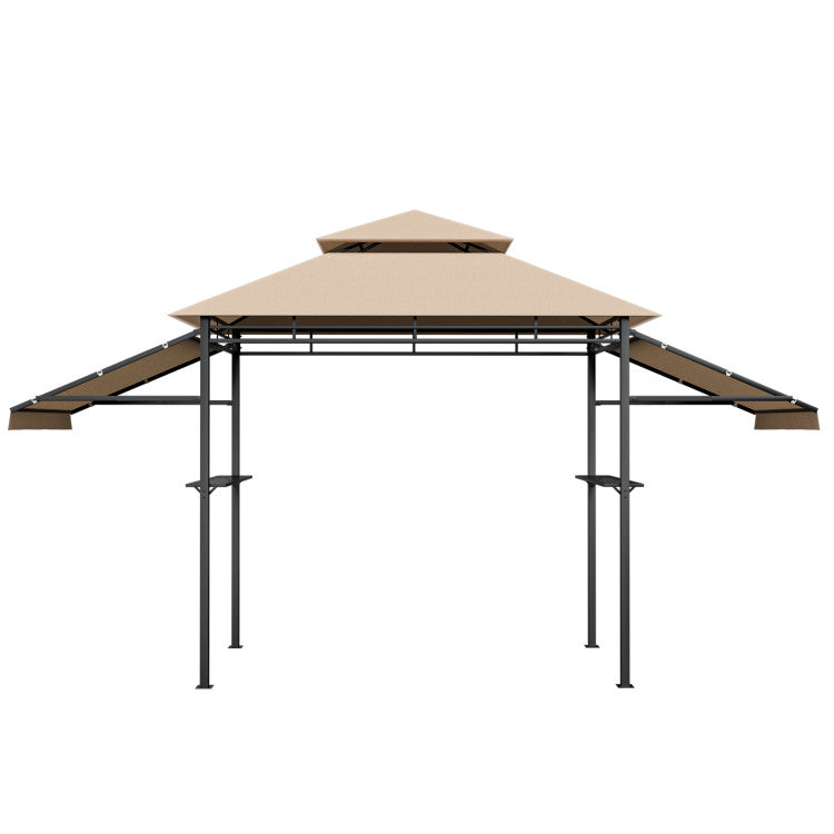 13.5 x 4 Feet Outdoor Grill Gazebo Patio Double Tier BBQ Canopy Shelter with Dual Side Awnings