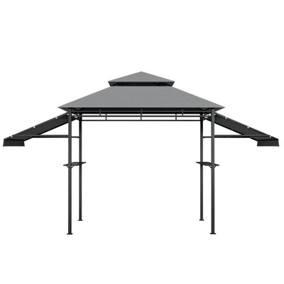 13.5 x 4 Feet Outdoor Grill Gazebo Patio Double Tier BBQ Canopy Shelter with Dual Side Awnings