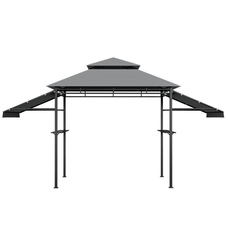 13.5 x 4 Feet Outdoor Grill Gazebo Patio Double Tier BBQ Canopy Shelter with Dual Side Awnings