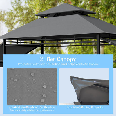 13.5 x 4 Feet Outdoor Grill Gazebo Patio Double Tier BBQ Canopy Shelter with Dual Side Awnings