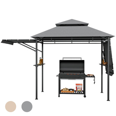 13.5 x 4 Feet Outdoor Grill Gazebo Patio Double Tier BBQ Canopy Shelter with Dual Side Awnings