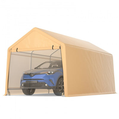 9x17 Ft Outdoor Heavy Duty Carport Canopy Portable Metal Garage Shelter with Roll-up Front Door