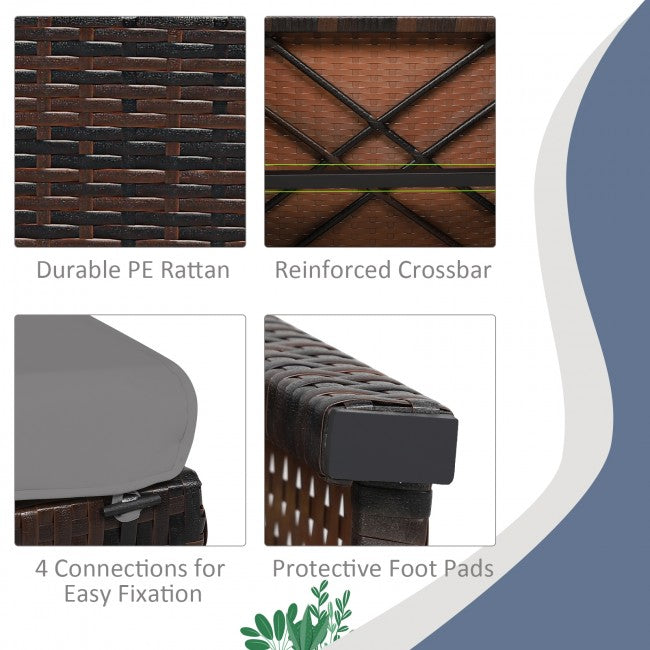 2 Pieces Patio Rattan Ottomans Outdoor Wicker All Weather Footstool Footrest Seat with Soft Cushion