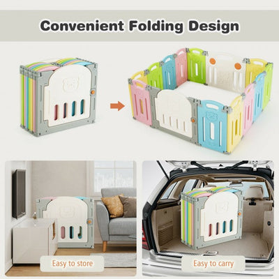 14-Panel Foldable Baby Playpen Kids Safety Activity Center