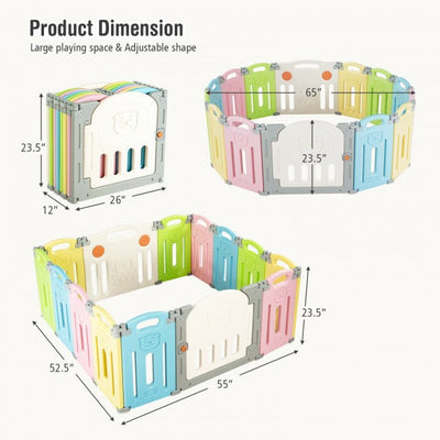 14-Panel Foldable Baby Playpen Kids Safety Activity Center