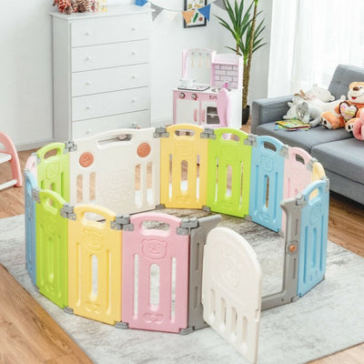 14-Panel Foldable Baby Playpen Kids Safety Activity Center