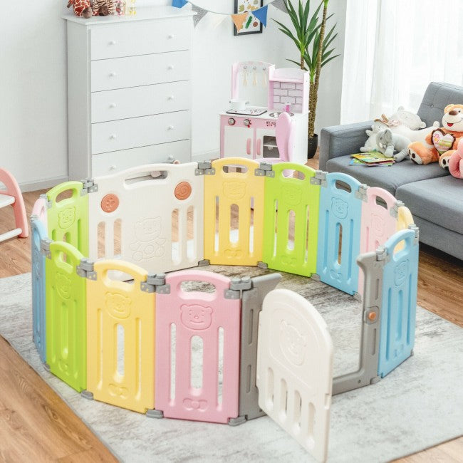 14-Panel Foldable Baby Playpen Kids Safety Activity Center