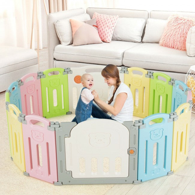 14-Panel Foldable Baby Playpen Kids Safety Activity Center