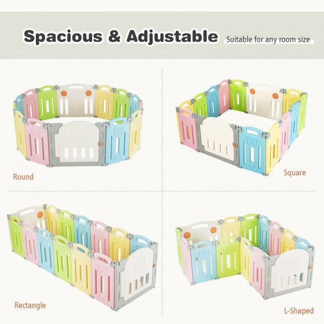 14-Panel Foldable Baby Playpen Kids Safety Activity Center