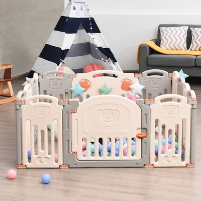 14-Panel Foldable Baby Playpen Kids Safety Activity Center