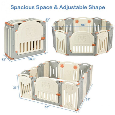 14-Panel Foldable Baby Playpen Kids Safety Activity Center