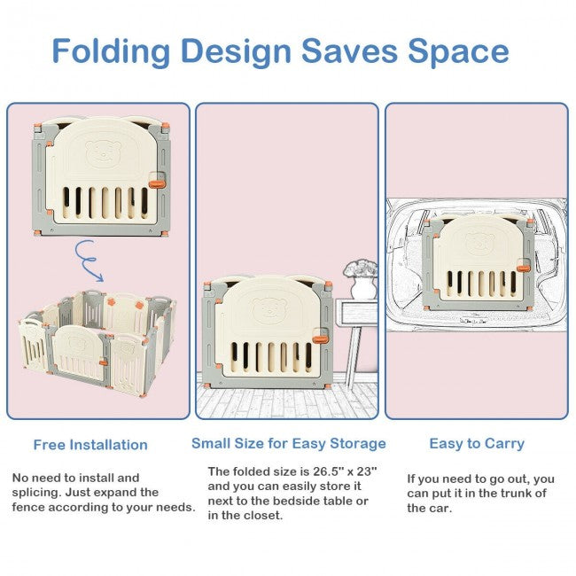 14-Panel Foldable Baby Playpen Kids Safety Activity Center