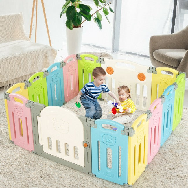 14-Panel Foldable Baby Playpen Kids Safety Activity Center