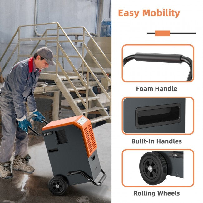 140 PPD Portable Commercial Grade Dehumidifier Industrial Dehumidifier with 1.45 Gallon Water Tank and 6.5 Ft Drainage Pipe