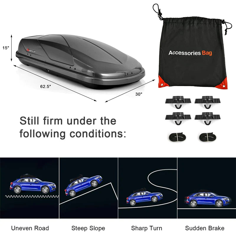 14 Cubic Feet Rooftop Cargo Box Waterproof Duty Car Carrier Roof Bag