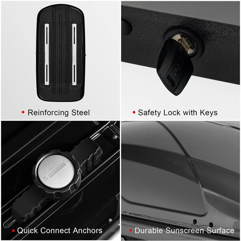 14 Cubic Feet Cargo Box Waterproof Rooftop Cargo Carrier Dual-sided Opening