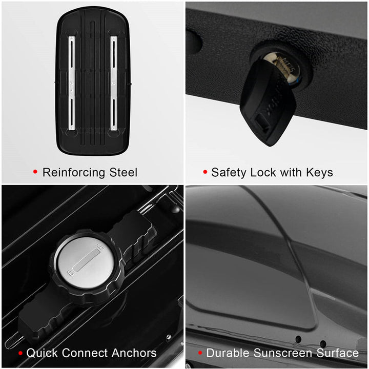 14 Cubic Feet Cargo Box Waterproof Rooftop Cargo Carrier Dual-sided Opening
