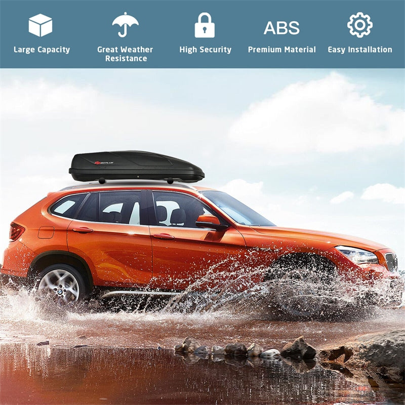 14 Cubic Feet Cargo Box Waterproof Rooftop Cargo Carrier Dual-sided Opening