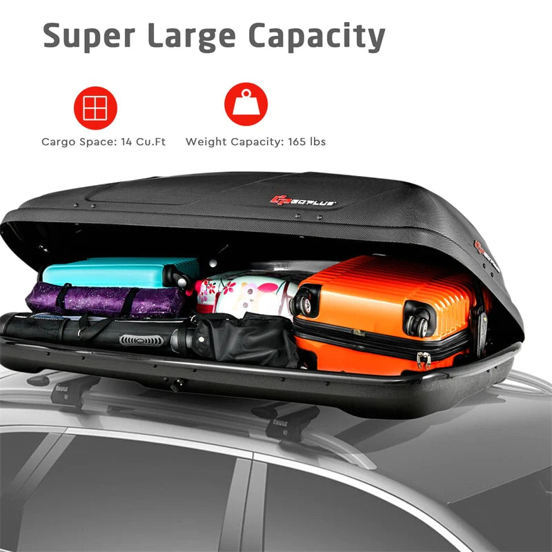 14 Cubic Feet Rooftop Cargo Box Waterproof Duty Car Carrier Roof Bag with Car Trunk Organizer