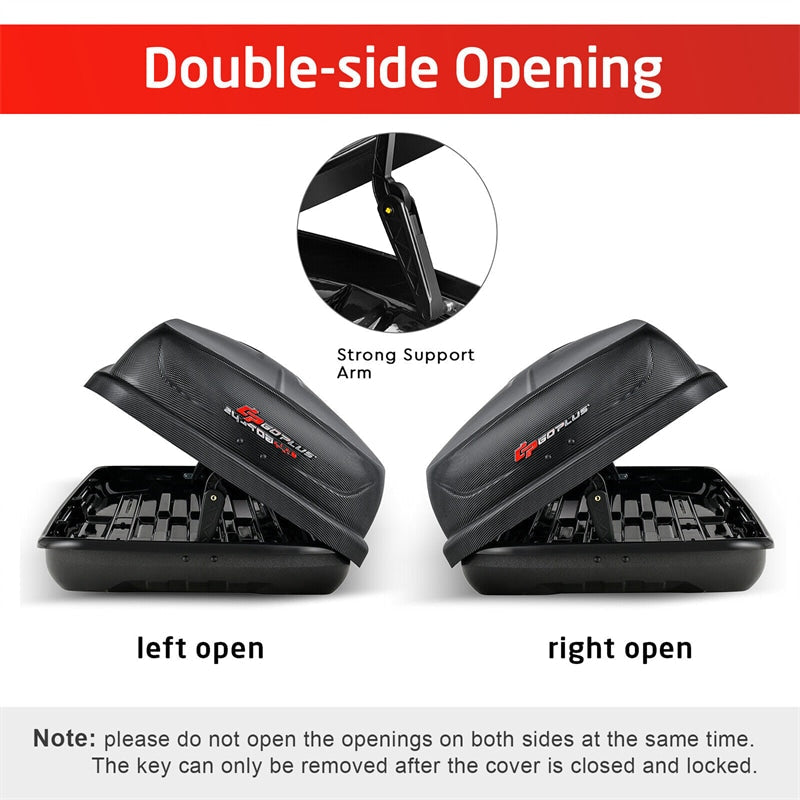14 Cubic Feet Cargo Box Waterproof Rooftop Cargo Carrier Dual-sided Opening