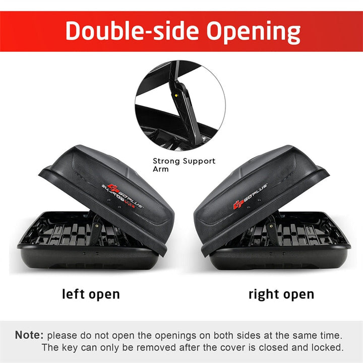 14 Cubic Feet Cargo Box Waterproof Rooftop Cargo Carrier Dual-sided Opening