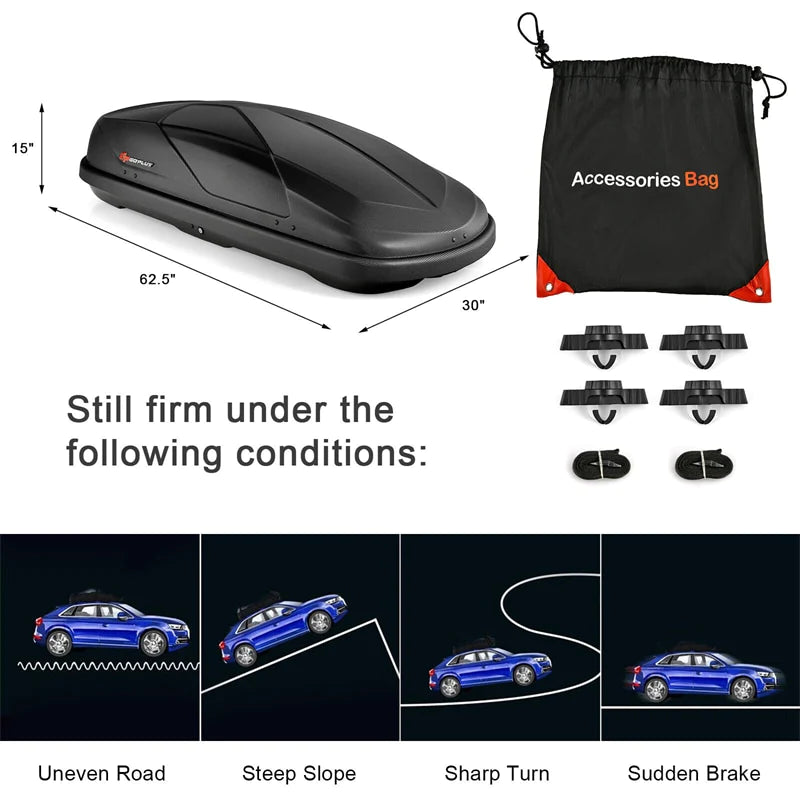 14 Cubic Feet Rooftop Cargo Box Waterproof Duty Car Carrier Roof Bag
