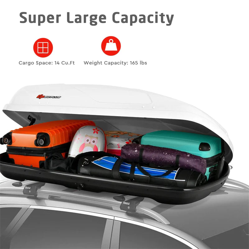 14 Cubic Feet Rooftop Cargo Box Waterproof Duty Car Carrier Roof Bag