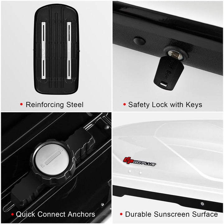 14 Cubic Feet Cargo Box Waterproof Rooftop Cargo Carrier Dual-sided Opening
