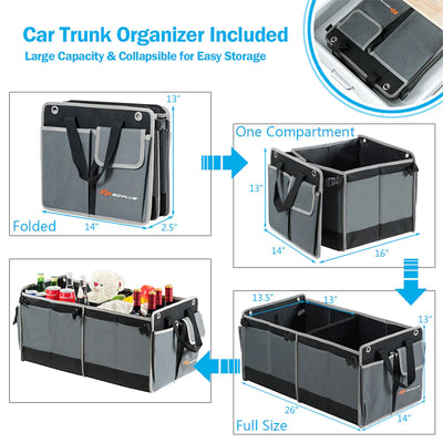 14 Cubic Feet Rooftop Cargo Box Waterproof Duty Car Carrier Roof Bag with Car Trunk Organizer