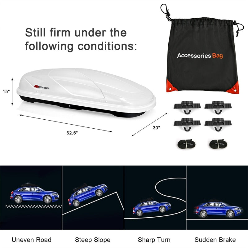 14 Cubic Feet Cargo Box Waterproof Rooftop Cargo Carrier Dual-sided Opening