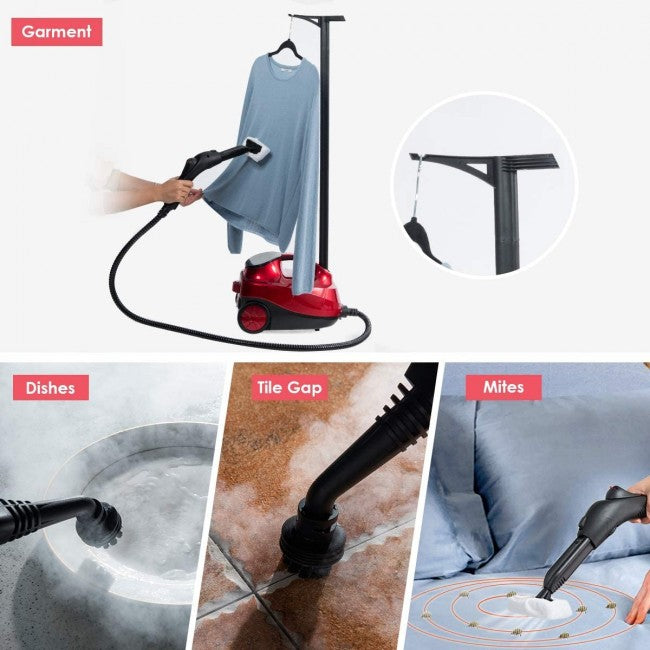 2000W Multifunctional Steam Cleaner Household Mop Heavy Duty Rolling Cleaning Machine with 19 Accessories for Carpet Floors