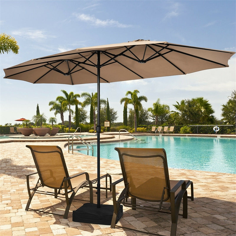 15 FT Double-Sided Twin Patio Umbrella with Umbrella Base for Backyard