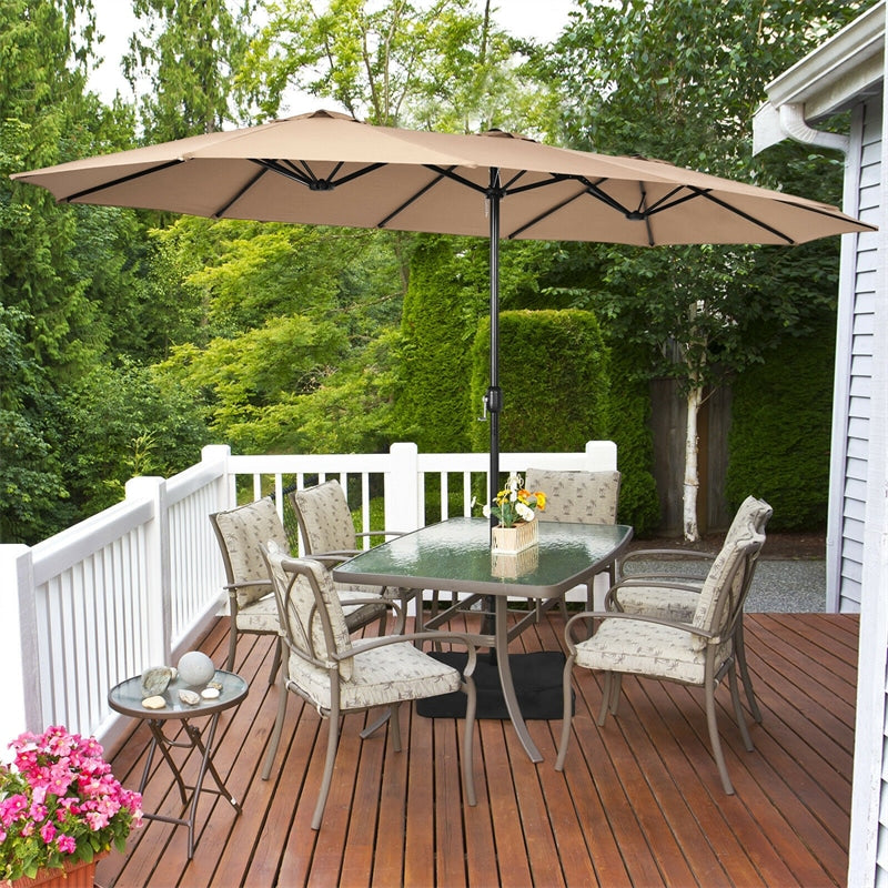 15 FT Double-Sided Twin Patio Umbrella with Umbrella Base for Backyard