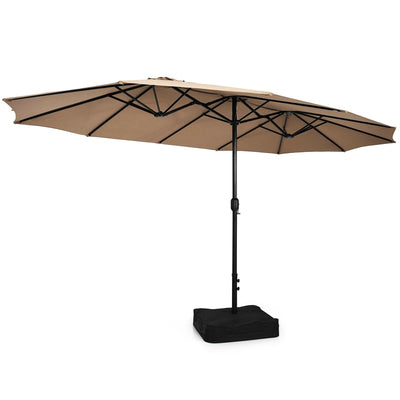 15 FT Double-Sided Twin Patio Umbrella with Umbrella Base for Backyard