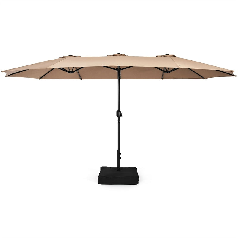 15 FT Double-Sided Twin Patio Umbrella with Umbrella Base for Backyard