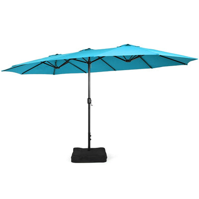 15 FT Double-Sided Twin Patio Umbrella with Umbrella Base for Backyard